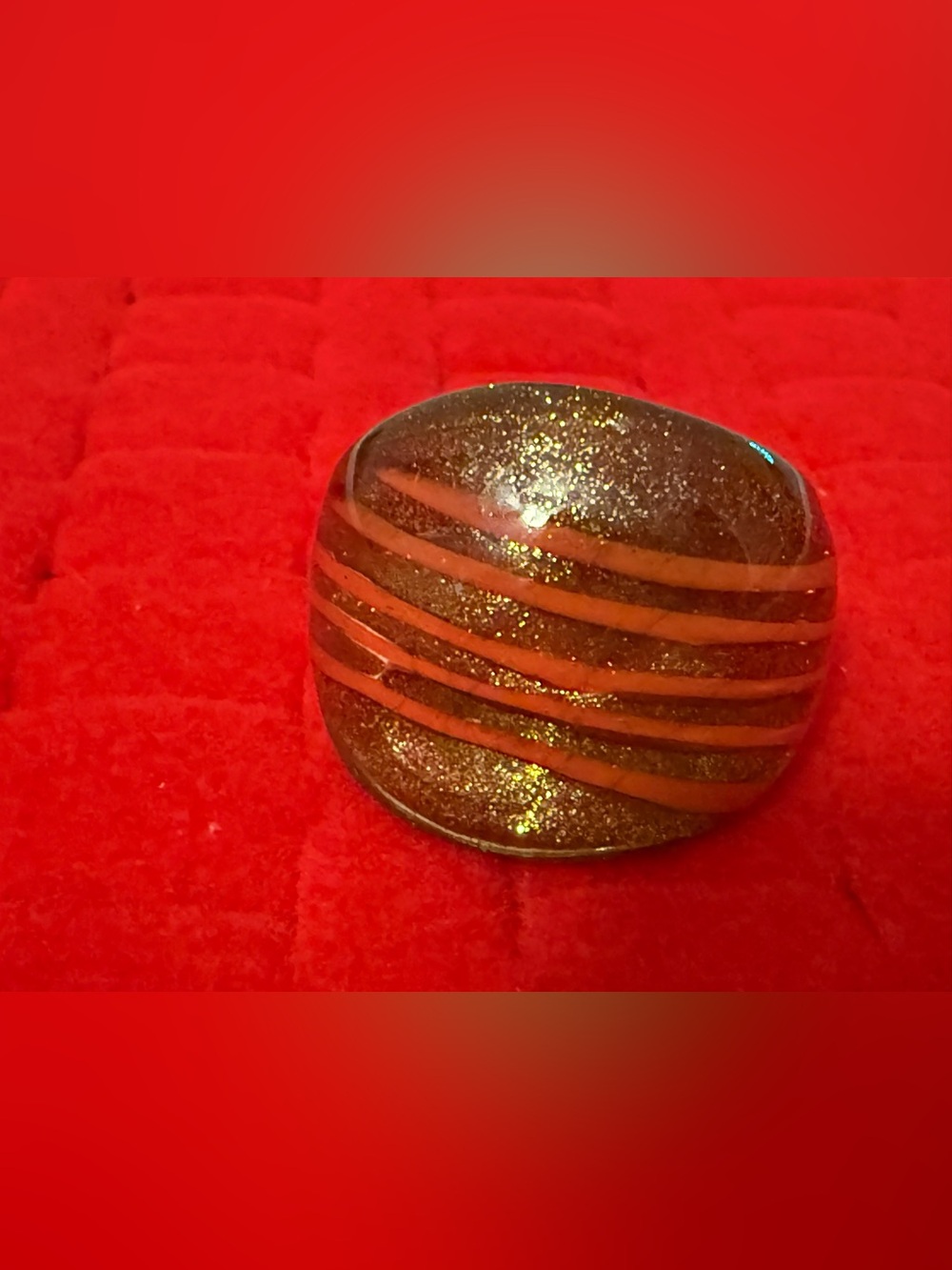 Vintage Murano? Glass Painted Ring Swirl size 6